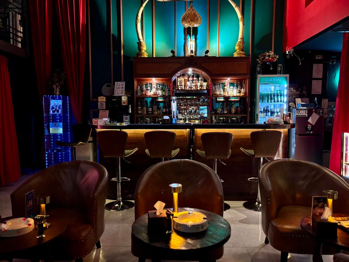 Interior of CNX Cigars cigar bar and lounge on Nimmanhaemin Road, Chiang Mai